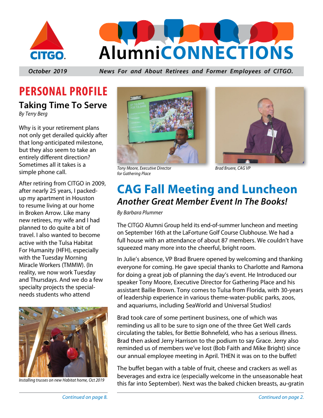 Cover of the October 2019 Alumni Connections newsletter