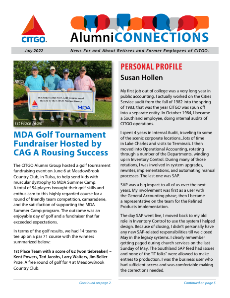 Cover of the July 2022 Alumni Connections newsletter