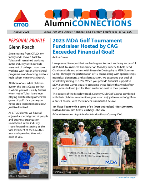 Cover of the August 2023 Alumni Connections newsletter